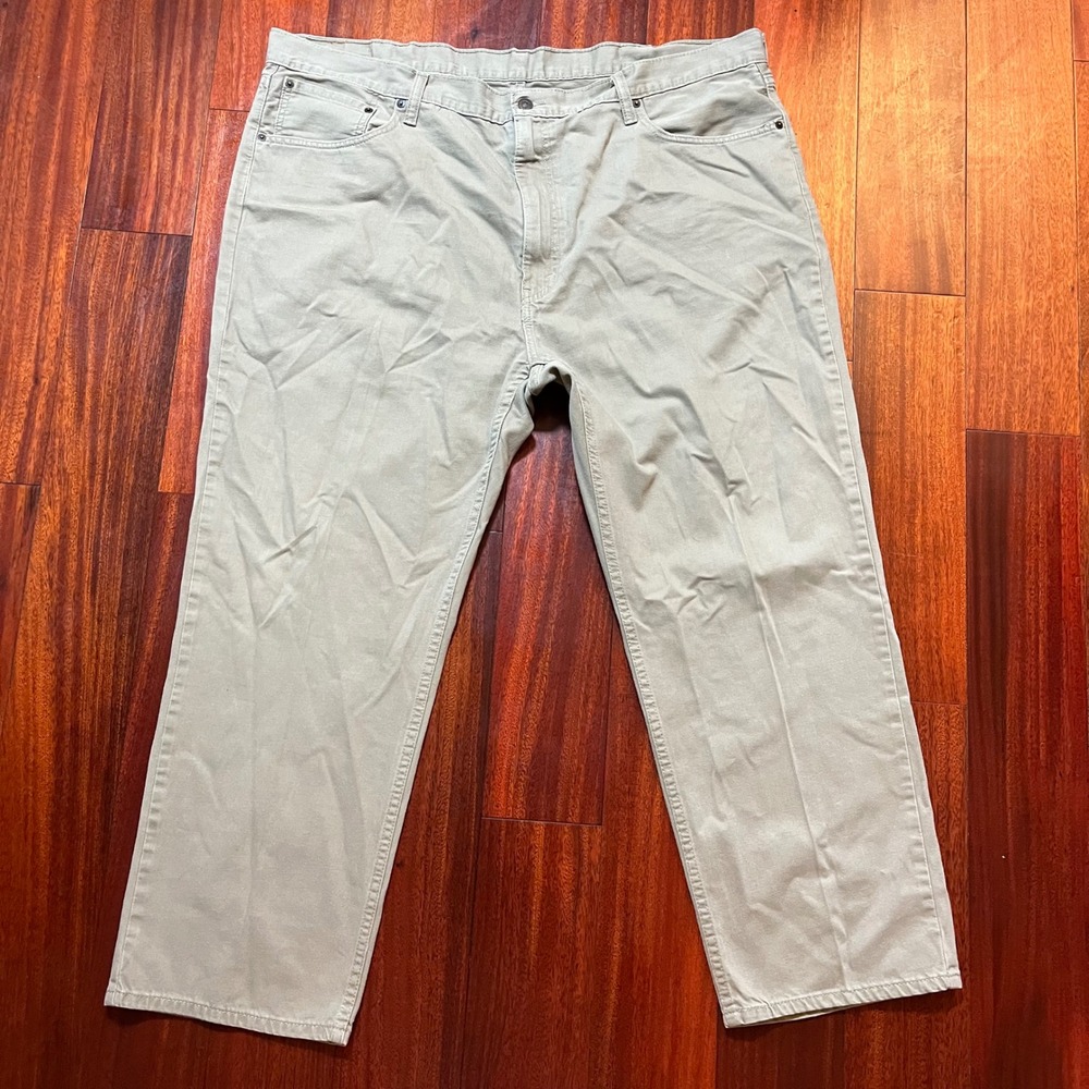 Levis Jeans Mens 46x30 (46x29) 559 Relaxed Straight Fit Khaki Tan Twill Casual